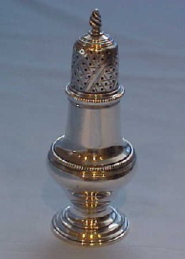 Superb Georgian sterling silver pepper caster, London 1768.